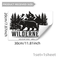 Detaillierter schwarzer Fensteraufkleber mit Wildnis Bären- und Wald-Design-Maßen - Wildnis Bär Stil (D15014) / 20x30cm/1 Blatt