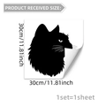 Dettaglio adesivo per finestre con silhouette di gatto nero 30x30cm su sfondo bianco - Stile Silhouette Testa di Gatto (D15017)