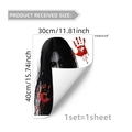 Spooky Halloween window decal featuring a ghost figure and bloody handprints, 30x40cm size - Ghost and Blood Handprints Style (D16071) / 30*40cm