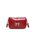 Sac bandoulière carré en cuir verni rouge tendance avec un nœud métallique argenté chic - Rouge