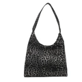 Große Shopper-Tasche mit Leopardenmuster in Grau und Schwarz auf weißem Hintergrund - Schwarz