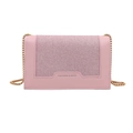 Pink sequin crossbody bag with gold chain strap and Fashion & Bags embossed logo - Pink