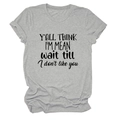 Detail of grey crewneck T-shirt featuring rolled sleeves and black typography print - S / Light Gray