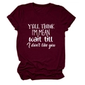 Detail view of burgundy round neck T-shirt with white graphic text print and rolled sleeves - S / Burgundy