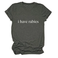 Dettaglio della stampa bianca i have rabies sul tessuto grigio melange della t-shirt - S / Grigio Scuro (Font Bianco)