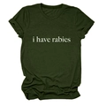 Détail du slogan blanc 'i have rabies' imprimé sur un T-shirt en coton vert foncé - Vert Armée (Police Blanche)