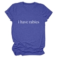 T-shirt violet à manches courtes et col rond avec inscription I Have Rabies - Bleu Rétro (Police Blanche)