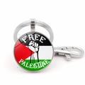 Porte-clés drapeau Palestine avec motif poing et fermoir mousqueton en métal - Style Poing Free Palestine (Argent 1)