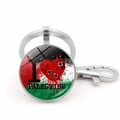 Porte-clés drapeau Palestine avec pendentif cœur et fermoir mousqueton en métal argenté - Style Cœur I Love Palestine (Argent 2)