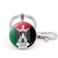 Porte-clés aigle de Palestine en argent avec pendentif drapeau et fermoir mousqueton - Style Aigle Armoiries de Palestine (Argent 10)