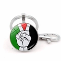 Porte-clés signe de paix drapeau Palestine avec fermoir mousqueton argenté - Style Signe V Drapeau Palestine (Argent 11)