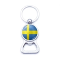 Creative metal bottle opener keychain with Sweden flag football design in silver finish - Sweden Football Style (XSWX6188-11)