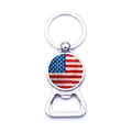 Dual-function metal bottle opener keychain featuring a polished US flag design - USA Football Style (XSWX6188-13)