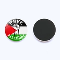 Round Palestine flag magnet with Free Palestine fist icon and black magnetic back - Free Palestine Fist Pattern (JY008769-1)