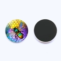 25mm crystal glass fridge magnet featuring a colorful bee illustration and black magnetic back - Colorful Bee Illustration Gradient Honeycomb Style (JY008891-5)