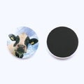Round 30mm cow print fridge magnet with soft magnetic back for home whiteboard decor - Cow with Ear Tag Close-up (JY008898-4)