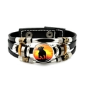 Gelaagde lederen armband met bronzen kralen en cowboy zonsondergang silhouet - Zonsondergang Paard Silhouet Stijl (JY008913-4)