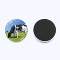 25mm crystal glass cow fridge magnet with round black magnetic backing for home decor - Natural Landscape Cow (JY008898-6)
