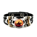 Pulsera punk multicapa de cuero para hombre con dije de silueta de vaquero al atardecer - Estilo Atmósfera del Lejano Oeste (JY008913-5)