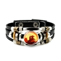 Pulsera multicapa de cuero para hombre con dije de vaquero al atardecer y cuentas de madera - Estilo Costa Oeste Americana (JY008913-7)