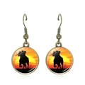 Bronze-Ohrhaken im Western-Stil mit rundem Polo-Spieler-Sonnenuntergang-Silhouette - Polosport Silhouette (JY008912-4)