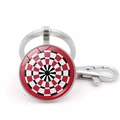 Portachiavi con gemma di vetro a bersaglio per freccette e chiusura a moschettone - Stile 8 / Argento