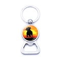 Silberner Western-Schlüsselanhänger mit Pferdesilhouette und integriertem Flaschenöffner - Laufendes Pferd Silhouette Stil (JY008917-4)