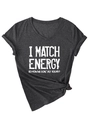 Detail of V-neck grey slogan T-shirt with rolled sleeves and knotted hem detail - Heather Grey (White Slogan)