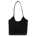 Borsa tote nera minimalista in pelle mista con spalline lunghe per pendolari - Nero