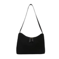 Bolso de hombro de ante sintético negro con cremallera doble y diseño de estilo minimalista - Negro