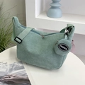 Mint green corduroy crossbody bag with adjustable strap and small round matching coin purse - One Size / Light Green