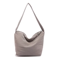 Minimalist grey pleated hobo bag with a zipper closure and wide shoulder strap - Gray