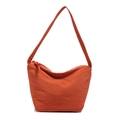 Sac seau plissé en toile orange minimaliste avec fermeture éclair et texture en tissu - Orange