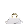 Sac à bandoulière blanc à motif crocodile avec grande poignée en métal doré - Blanc