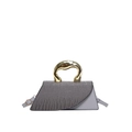 Sac à main gris texture crocodile avec poignée en métal doré et bandoulière - Gris