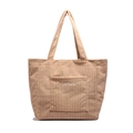 Bolso tote de pana marrón con bordado Free Color y bolsillo frontal de mujer - Caqui