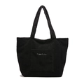 Bolso tote de pana negra para mujer con estampado free color y gran tamaño - Negro