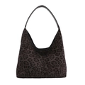 Modische Schultertasche mit Leopardenmuster, Halbmondform und schwarzem Riemen für Damen - Schwarz