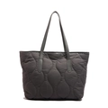 Bolso tote acolchado gris ligero con costuras onduladas y gran capacidad para el diario - Gris