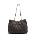 Borsa tote trapuntata grigio scuro con catene dorate e morbida imbottitura - Grigio