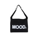 Grande borsa a tracolla in tela nera con stampa a lettere MOOD. e tracolla regolabile - Nero