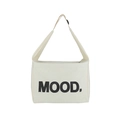 Borsa tote minimalista in tela bianco sporco con scritta MOOD nera in grassetto - Bianco