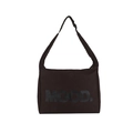 Borsa tote minimalista in tela marrone scuro con scritta MOOD per uso quotidiano - Marrone