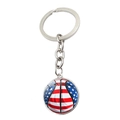 Porte-clés basket avec motif drapeau américain et chaîne en métal poli brillant - Style Basket-ball (JY008828-1)