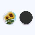 25mm sunflower glass refrigerator magnet with high-gloss finish and magnetic back - Sunflower Pattern 2 (JY008956-2)