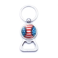 Portachiavi apribottiglie da baseball in metallo con design a stelle e strisce USA - Baseball