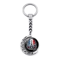 Llavero souvenir París de metal en forma de luna con colgante de Torre Eiffel - Estilo de Texto de París y Torre en Plata Brillante Minimalista (JY009025-7)