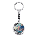 Llavero de recuerdo de París Torre Eiffel giratorio con bandera francesa y base de plata fina - Estilo Colección de Atracciones de París de Colores Pintado a Mano (JY009025-6)