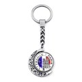 Detalle del llavero giratorio de metal con bandera de Francia y recuerdo de Notre-Dame - Estilo Boceto de Lugar de Interés de Notre-Dame de París (JY009025-5)