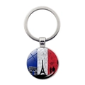 Llavero de la bandera de Francia con la Torre Eiffel y el Arco del Triunfo souvenir - Silueta de Pareja Romántica en París (Plata-3) / Plateado